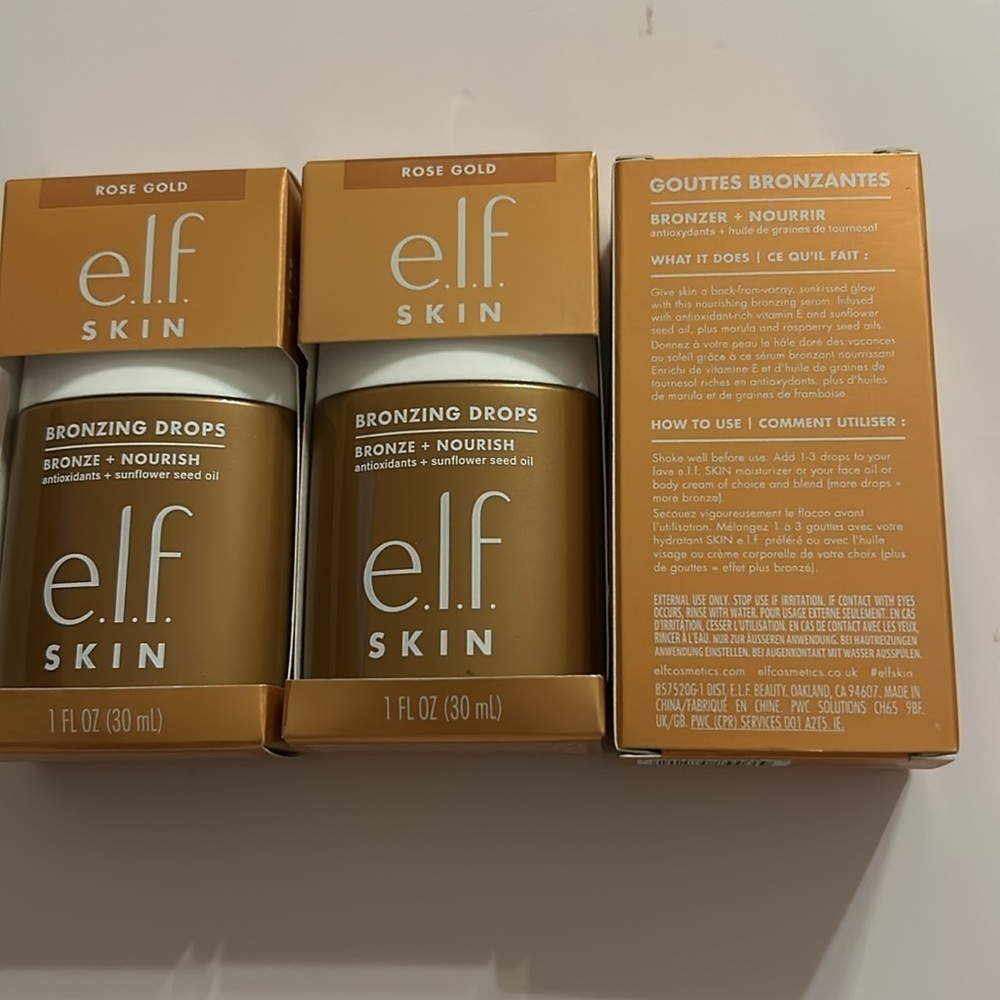 e.l.f. Cosmetics Bronzing Drops BRONZE 1 - ROSE GOLD (LOT OF 3) BRAND NEW - Picture 3 of 4